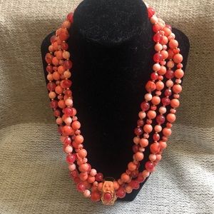 Joan Rivers Coral Beaded Necklaces w/ Enamel Clip